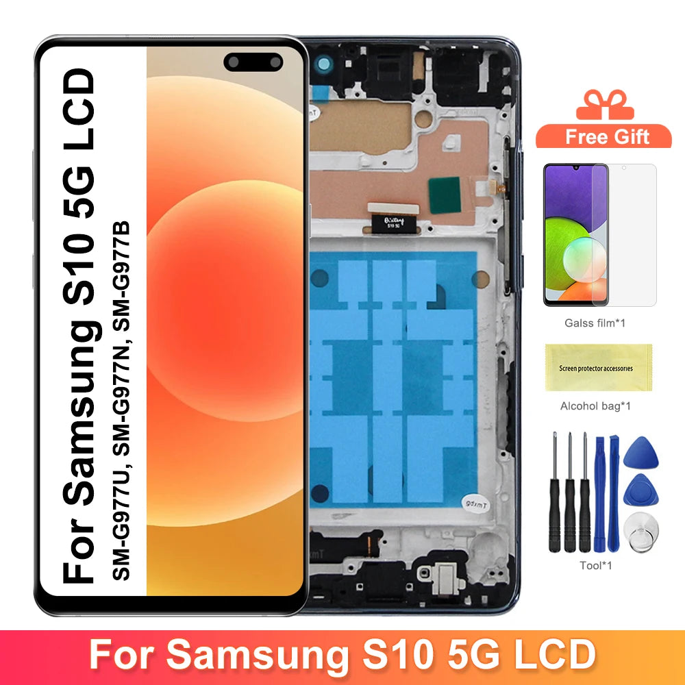 For Samsung S10 5G LCD Display Touch Screen Digitizer Assembly For Samsung S10 5G G977B G977U G977N Display Replacement Samsung phone repair parts