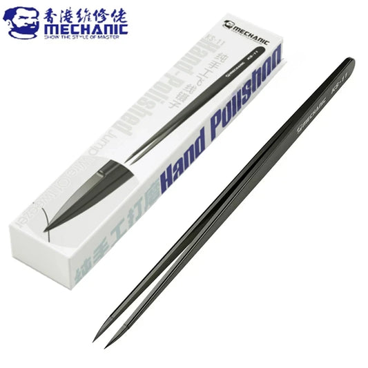 MECHANIC KS-11 Hand Polished Jumper Non-magnetic Tweezers 0.008mm Tip Precision Stainless Steel Mobile Phone Repair Manual Tool Professional Repair Tools