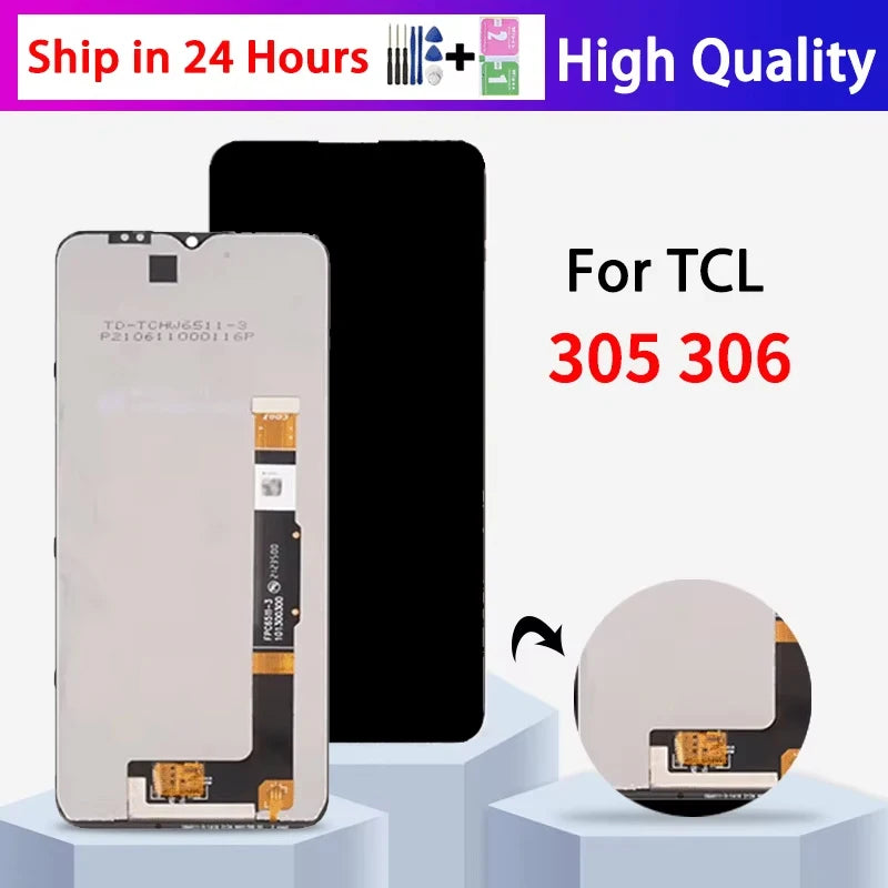 6.52“Display For TCL 305 6102D, 5164D LCD Display Touch Screen Digitizer Panel Assembly For TCL 306 X668, 6102H Display TCL phone repair parts