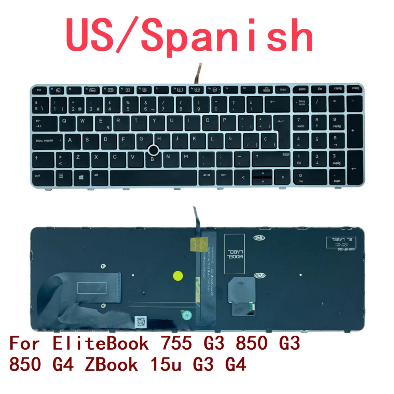 New US Spanish Laptop Backlit Keyboard For HP EliteBook 755 G3 850 G3 850 G4 ZBook 15u G3 G4 Notebook PC Replacement 821157-D61  HP laptop repair parts