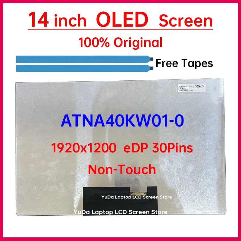 14 Inch Laptop OLED LCD Screen ATNA40KW01-0 Display Matrix Panel Replacement 1920x1200 WUXGA 100% DCI-P3 eDP 30 Pins Non-Touch Laptop screen replacement