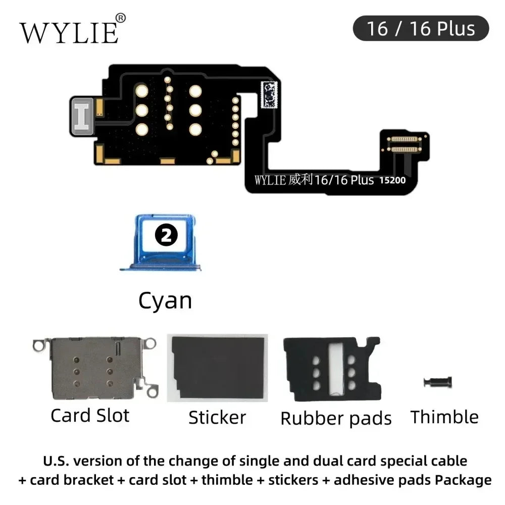 WYLIE Dual Card Change to Single Card Cable for IPHONE 14/15 16Pro Max Series eSIM to SIM No Need Separation No Damage Flex Part Professional Repair Tools