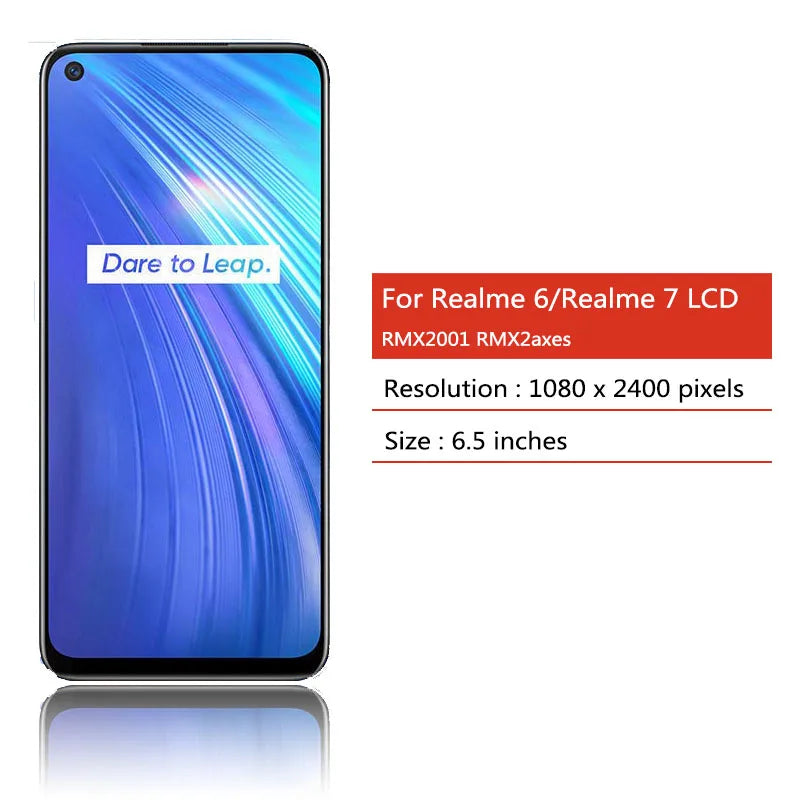 6.5”inch  realme 7 RMX2155 LCD Display For Oppo Realme 6 RMX2001 LCD Display Touch Screen Digitizer Assembly Replacement Oppo phone repair parts Realme phone repair parts
