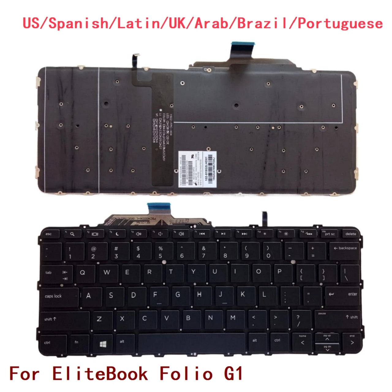 New US Spanish Latin UK Arab Brazil Portuguese Laptop Backlit Keyboard For HP EliteBook Folio G1 904671-001  HP laptop repair parts