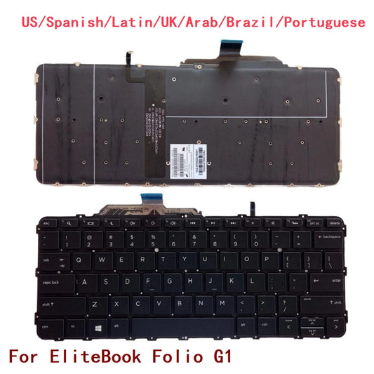 New US Spanish Latin UK Arab Brazil Portuguese Laptop Backlit Keyboard For HP EliteBook Folio G1 904671-001  HP laptop repair parts