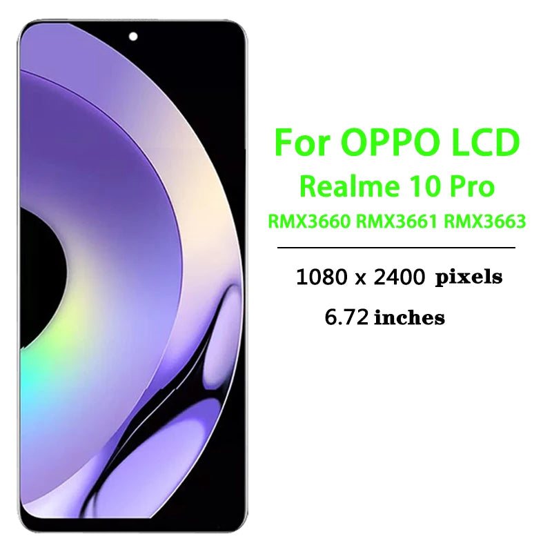 6.72 “inch For Oppo Realme 10 Pro LCD RMX3663 RMX3660 RMX3661 Display Screen Touch Panel Digitizer Assembly Replacement  Oppo phone repair parts