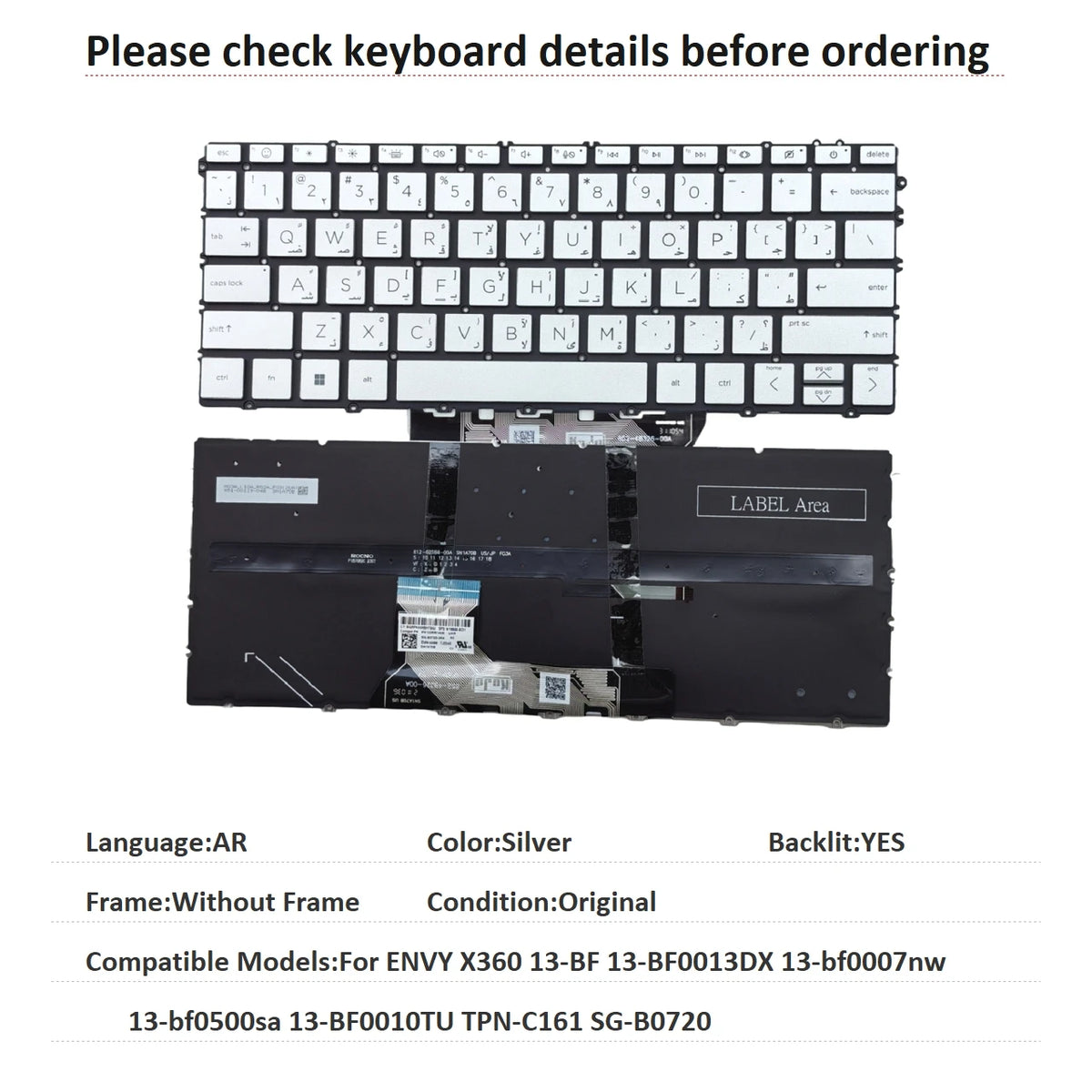 US RU SP AR Backlit Keyboard For HP ENVY X360 13-BF 13-BF0013DX 13-bf0007nw 13-bf0500sa 13-BF0010TU TPN-C161 SG-B0720  HP laptop repair parts