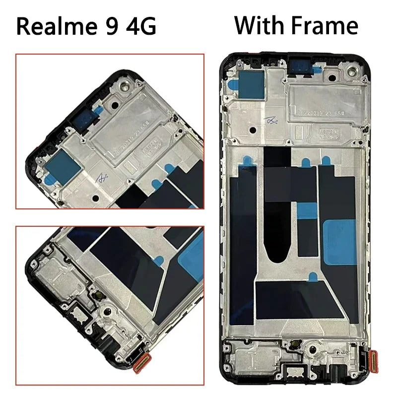 AMOLED For OPPO Realme 9 Realme9 4G/5G RMX3521 RMX3474 LCD Display Touch Screen Digitizer Assembly With Frame Oppo phone repair parts Realme phone repair parts