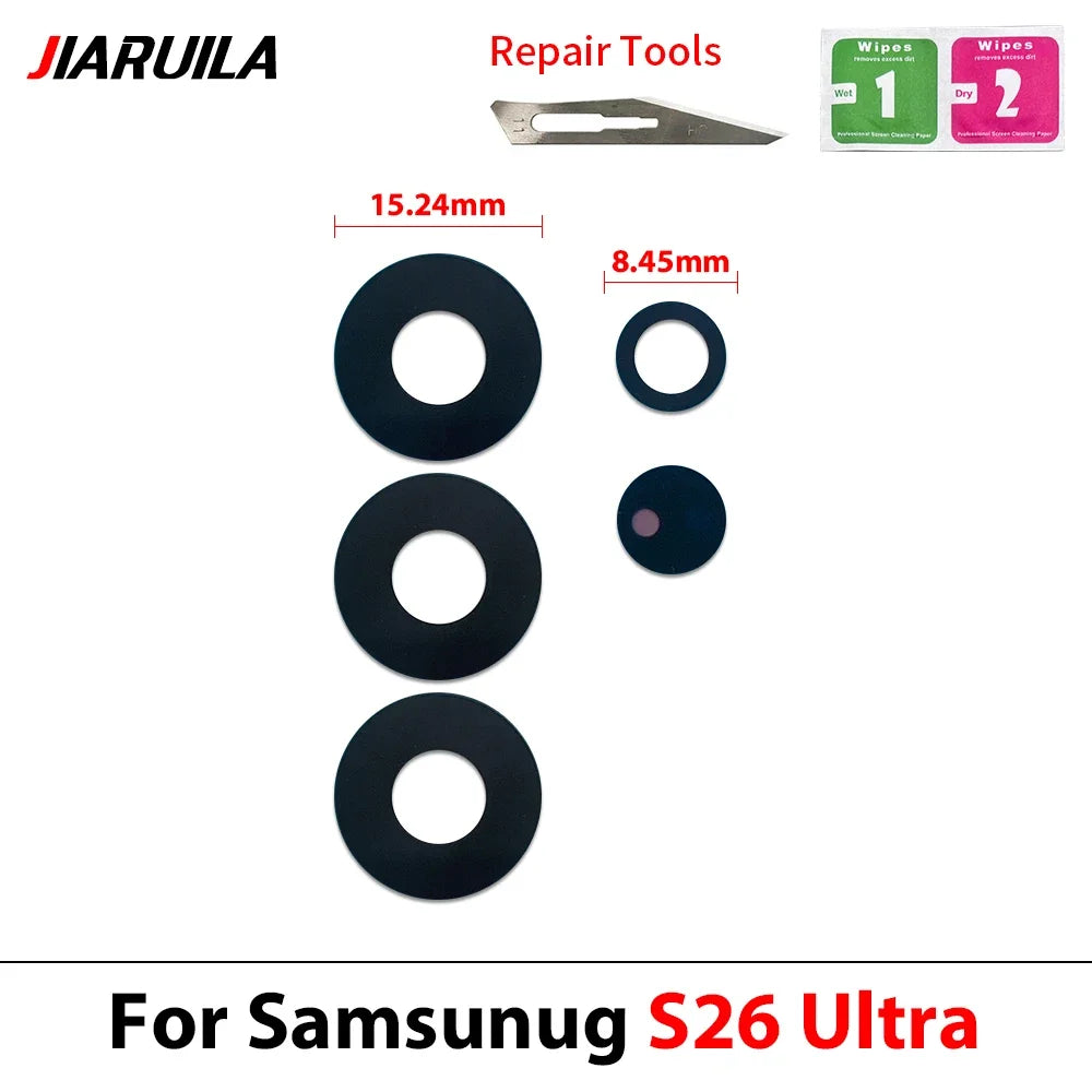 10Pcs, Back Rear Camera Glass Lens Cover With Adhesive For Samsung S24 S25 S26 Plus Ultra Fe With Glue Adhesive Samsung phone repair parts