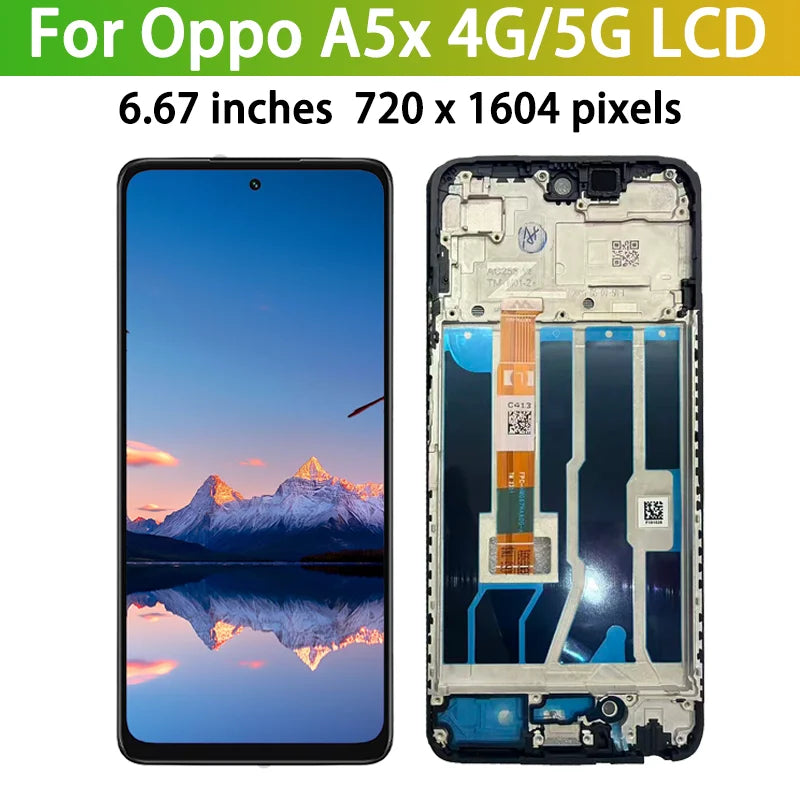 6.67 High Quality For Oppo A5X 4G/5G LCD CPH2711 Display With Frame Touch Screen Digitizer Assembly Replacement Oppo phone repair parts Realme phone repair parts