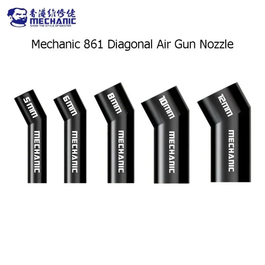 MECHANIC 861 Diagonal Air Nozzle 5 6 8 10 12 Mm Oblique Blow Nozzle Even Heating Tools For PCB Welding Repair Nozzle Professional Repair Tools