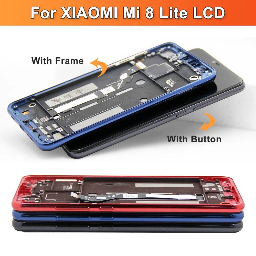 6.26'' Mi 8 Lite Screen With Frame, for XIAOMI Mi 8 Lite Mi8 Lite M1808D2TG Lcd Display + Touch Screen Replacement with Frame Xiaomi phone repair parts