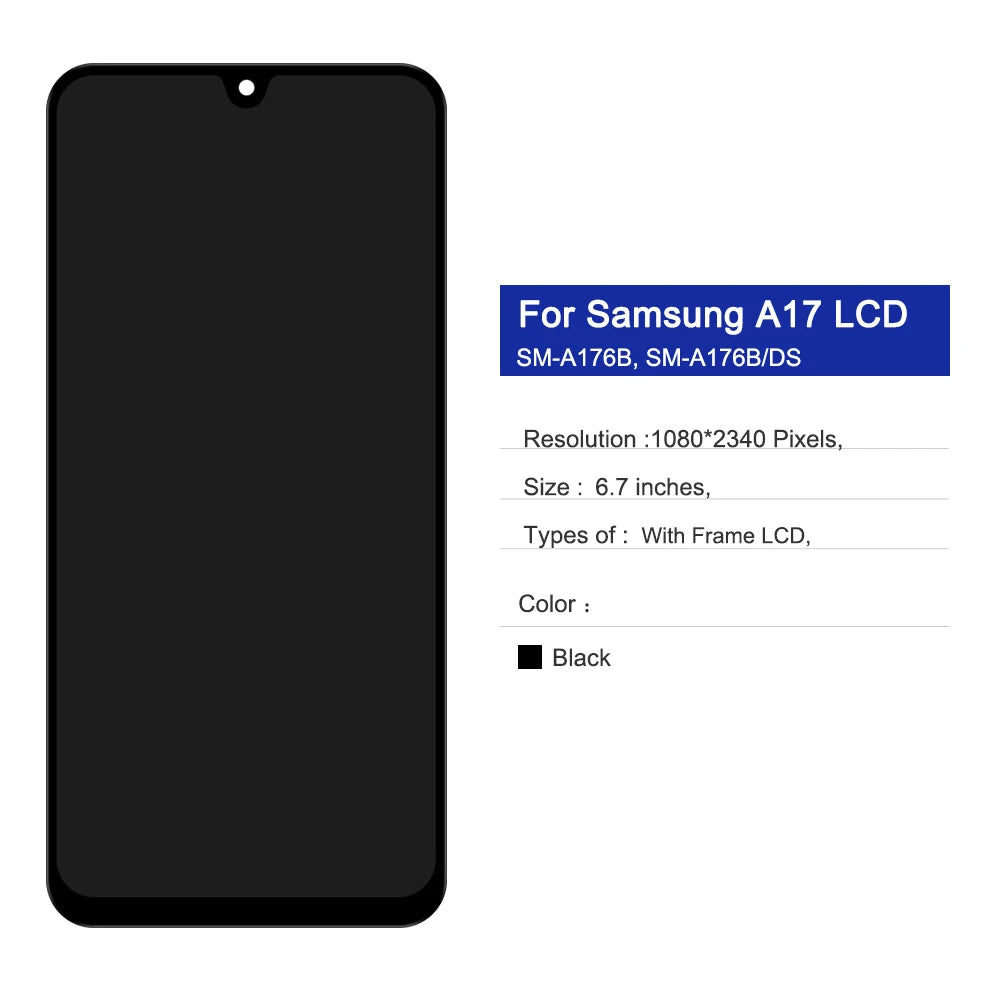 6.7" For Samsung Galaxy A17 5G A176 SM-A176B With Frame LCD Display Touch Screen Digitizer Assembly Replacement Parts Samsung phone repair parts