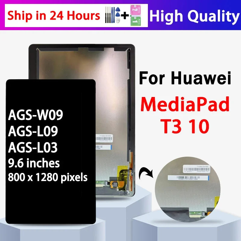 9.6“inch 100% Test For Huawei MediaPad T3 10 LCD Display Touch Screen Digitizer Assembly AGS-L03 AGS-L09 AGS-W09 Display Tablet repair parts