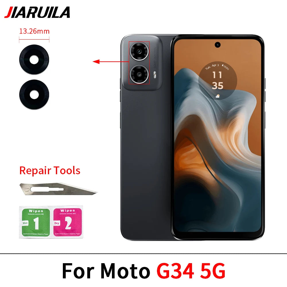 10Pcs, Back Rear Camera Glass Lens With Adhesive For Moto G22 G32 G42 G52 G62 G13 G23 G53 G73 G14 G24 G34 G54 G84 G04 G82 5G Motorola phone repair parts