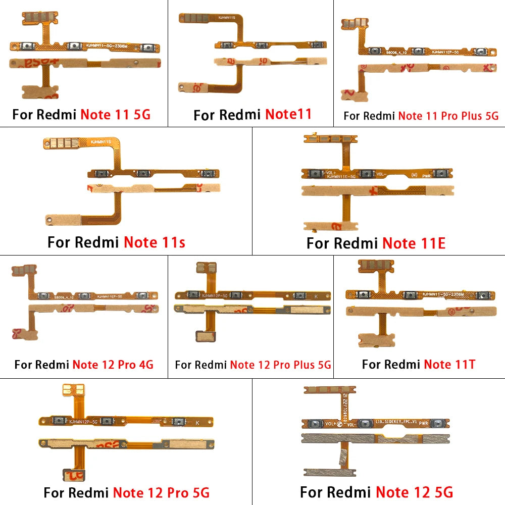 Power On Off Volume Side Button Key Flex Cable For Xiaomi Redmi Note 10 10s 11 11s 11T 11E 12 12s 13 Pro Plus 4G 5G　  Xiaomi  Xiao mi phone repair parts