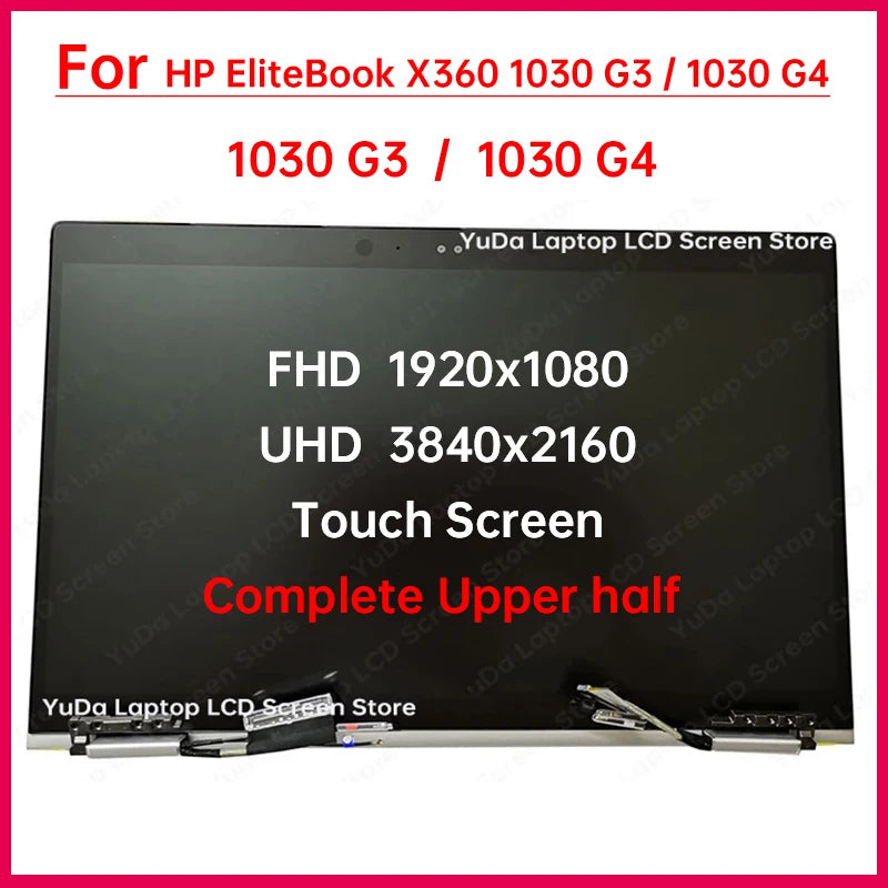 13.3 Inch Laptop LCD Touch Screen HP EliteBook x360 1030 G3 1030 G4 Display Complete assembly Replacement Upper half 1920x1080 HP laptop repair parts
