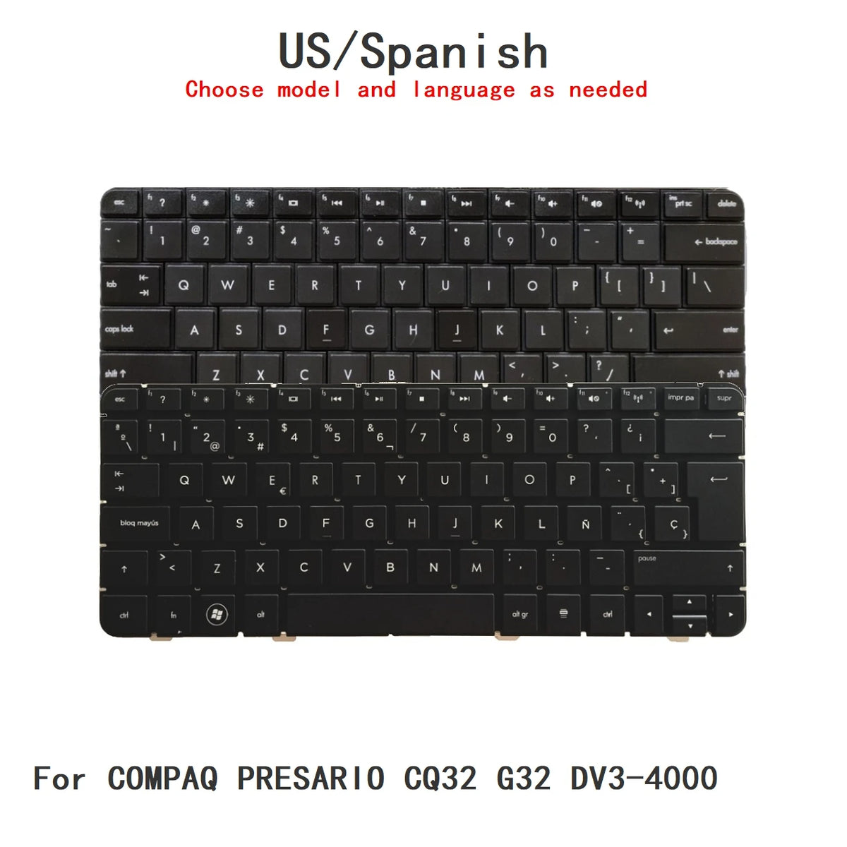 New US Spanish Language  Keyboard For HP COMPAQ PRESARIO CQ32 G32 DV3-4000 Notebook PC Replacement Keyboard HP laptop repair parts