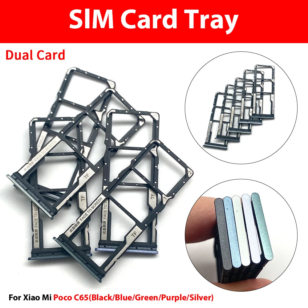 New SIM Card Slot SD Card Tray Holder Adapter For Xiaomi Poco C40 C65 C75 Repair Parts  Xiaomi  Xiao mi phone repair parts