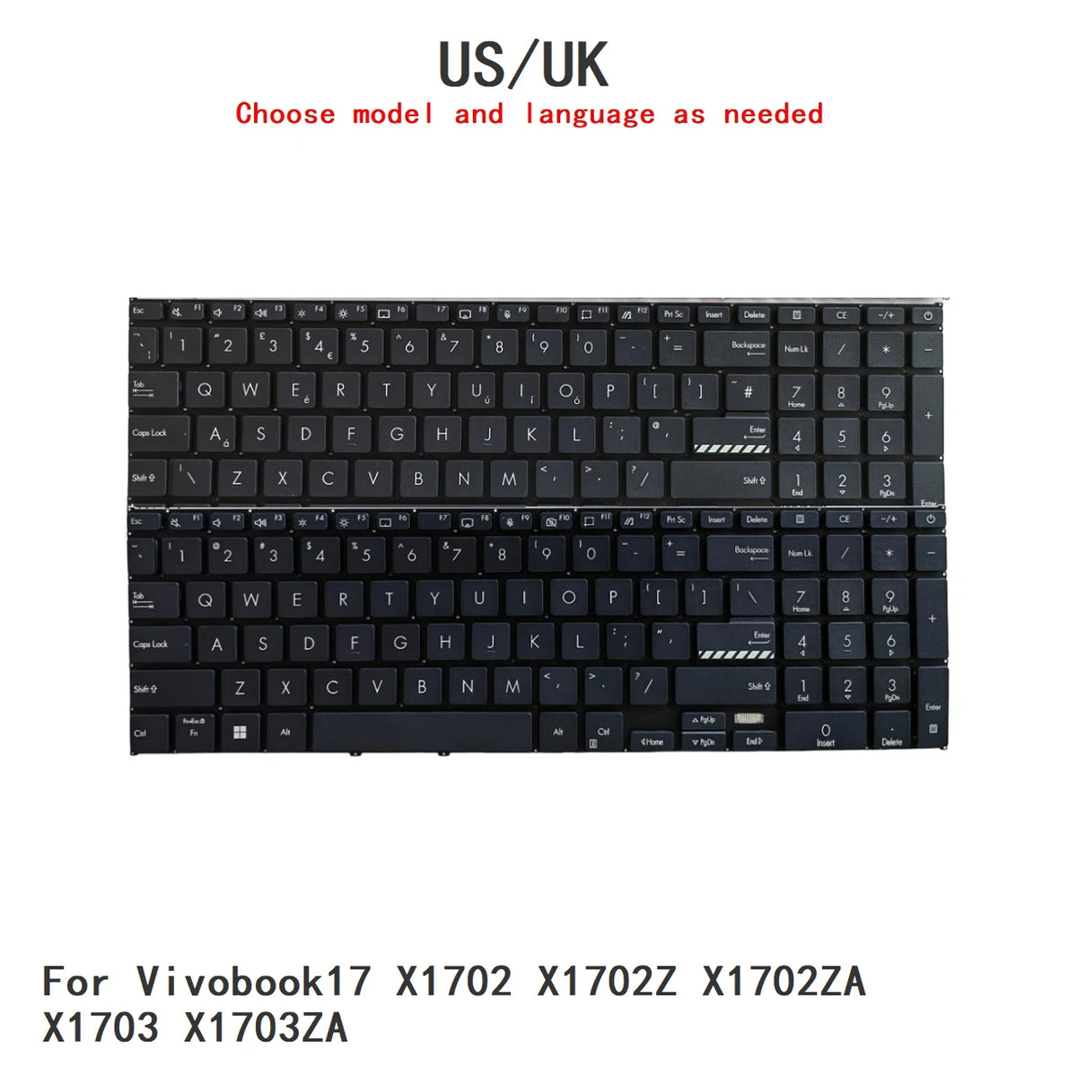 New US UK Language  Backlit Keyboard For ASUS Vivobook17 X1702 X1702Z X1702ZA X1703 X1703ZA Notebook PC Replacement Keyboard ASUS laptop repair parts