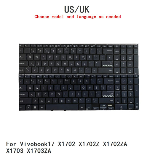 New US UK Language  Backlit Keyboard For ASUS Vivobook17 X1702 X1702Z X1702ZA X1703 X1703ZA Notebook PC Replacement Keyboard ASUS laptop repair parts