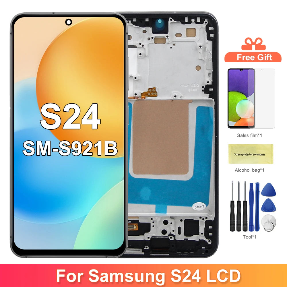 TFT For Samsung S24 SM-S9210 LCD Display Touch Screen With Frame Digitizer Assembly Pass For Samsung S24 Screen Replacement Samsung phone repair parts