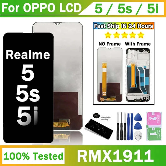 6.5"inch For Oppo Realme 5 5s 5i LCD RMX2030, X2032，X1925，X1911, X1919, X1927 Display Touch Screen Digitizer Assembly Part Oppo phone repair parts Realme phone repair parts
