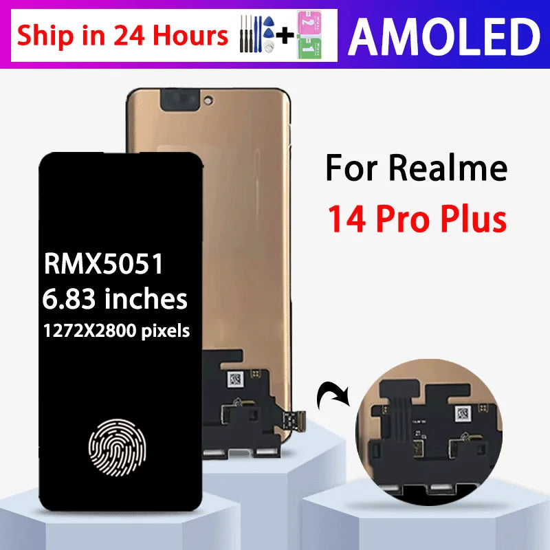 6.83''New For Oppo Realme 14 Pro Plus LCD With Frame For Realme 14 Pro+ RMX5051 Lcd Display Touch Screen Digitizer Assembly  Oppo phone repair parts