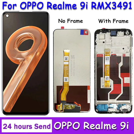 6.6" High Quality For Oppo Realme 9i RMX3491 LCD Display Screen Touch Screen Panel Digitizer For Realme 9i 4G LCD With Frame Oppo phone repair parts Realme phone repair parts
