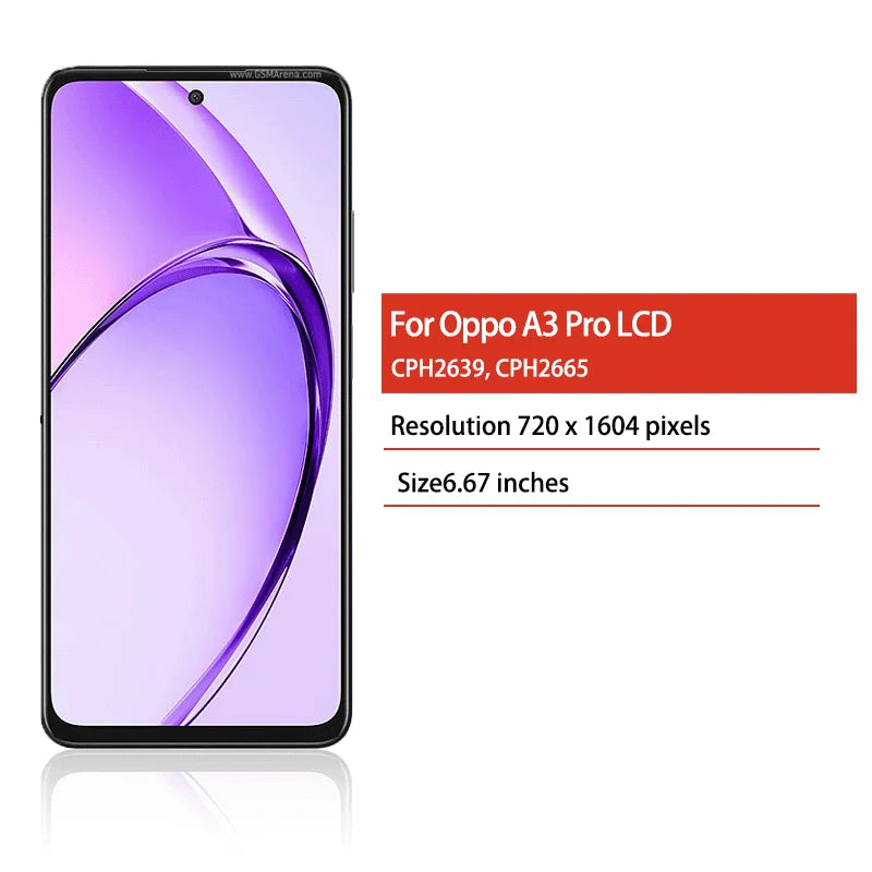 6.67"Screen For Oppo A3 Pro LCD Display Screen Touch Panel Digitizer For Oppo A3Pro Display CPH2639 CPH2665 Screen Oppo phone repair parts Realme phone repair parts