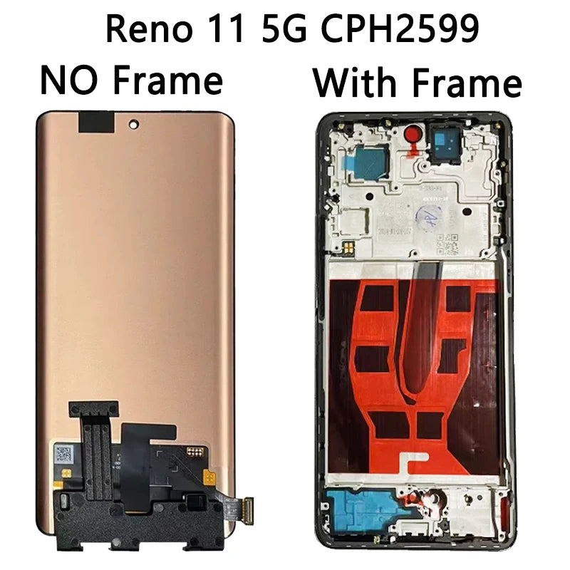 6.7"AMOLED For Oppo Reno11 CPH2599 LCD Reno 11 (China) PJH110 Display+Touch Screen Digitizer For Reno 11 Pro CPH2607  Oppo phone repair parts