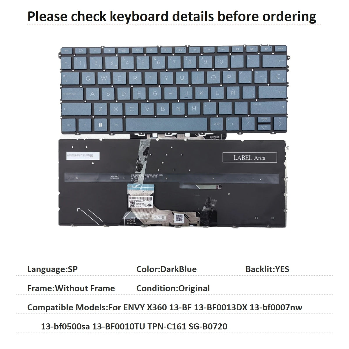 US RU SP AR Backlit Keyboard For HP ENVY X360 13-BF 13-BF0013DX 13-bf0007nw 13-bf0500sa 13-BF0010TU TPN-C161 SG-B0720  HP laptop repair parts
