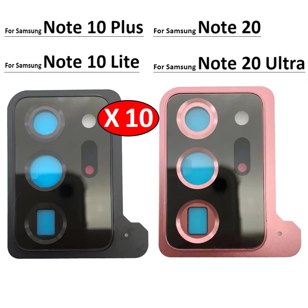 10Pcs, Back Rear Camera Glass Lens Circle Cover For Samsung Note 20 / Note 20 Ultra / Note 10 Plus / Note 10 Lite Adhensive Samsung phone repair parts