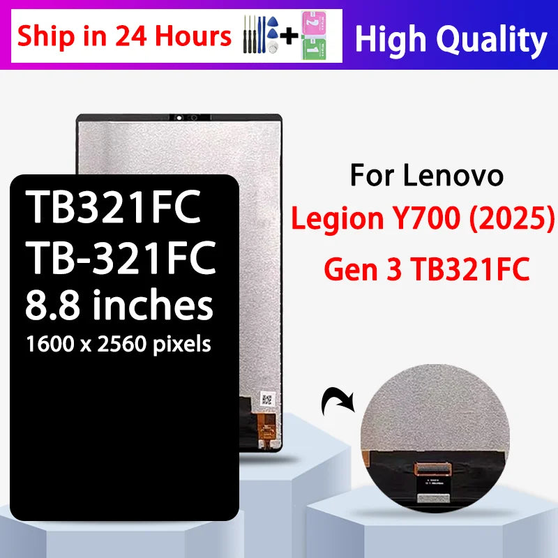 8.8“”New For Lenovo Legion Y700 2025 Gen 3 LCD Display Touch Screen Digitizer Assembly TB321FU Display Replacement Tablet repair parts