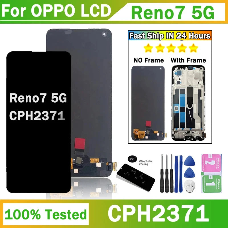 6.43" Tested Reno 7 5G Display Screen For OPPO Reno7 5G LCD CPH2371 Display Touch Screen Digitizer Assembly Oppo phone repair parts Realme phone repair parts