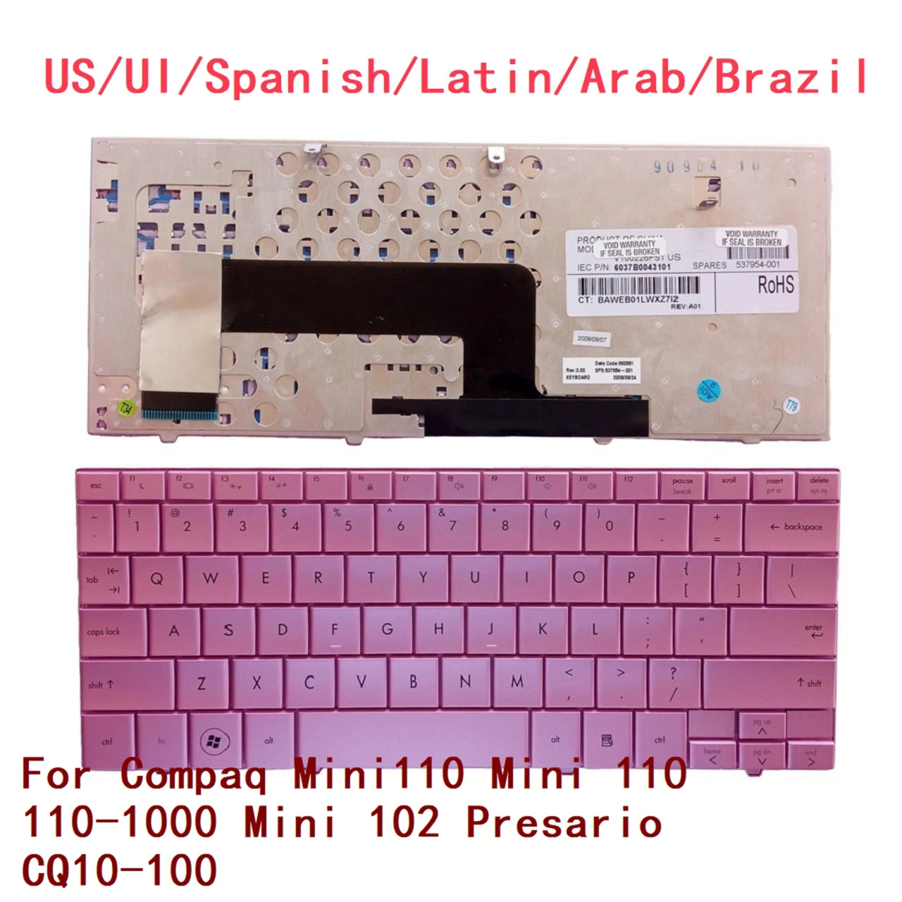 New US UI Spanish Latin Arab Brazil Laptop Keyboard For HP Compaq Mini110 Mini 110 110-1000 Mini 102 Presario CQ10-100  HP laptop repair parts
