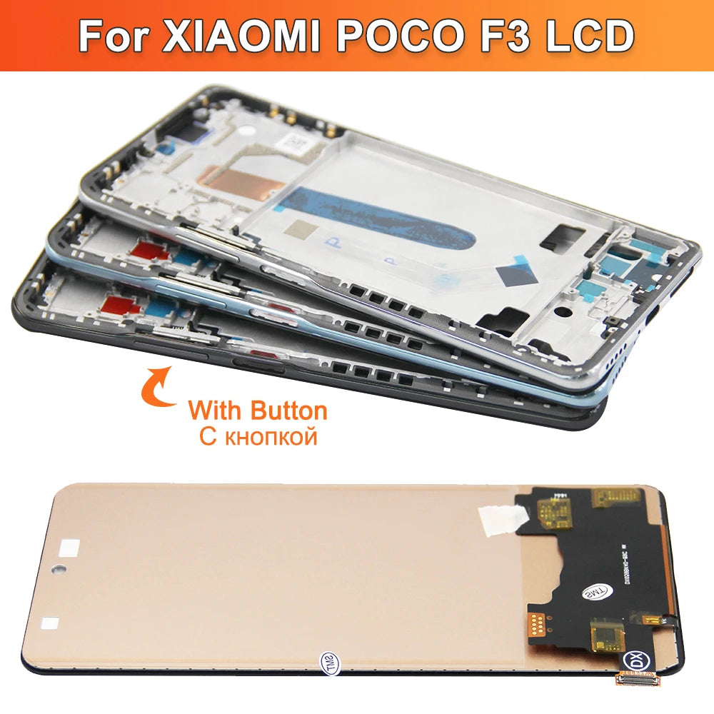 Poco F3 Display Screen Replacement, for Xiaomi Poco F3 M2012K11AG Lcd Display Digital Touch Screen with Frame for Poco F3 Pro Xiaomi phone repair parts