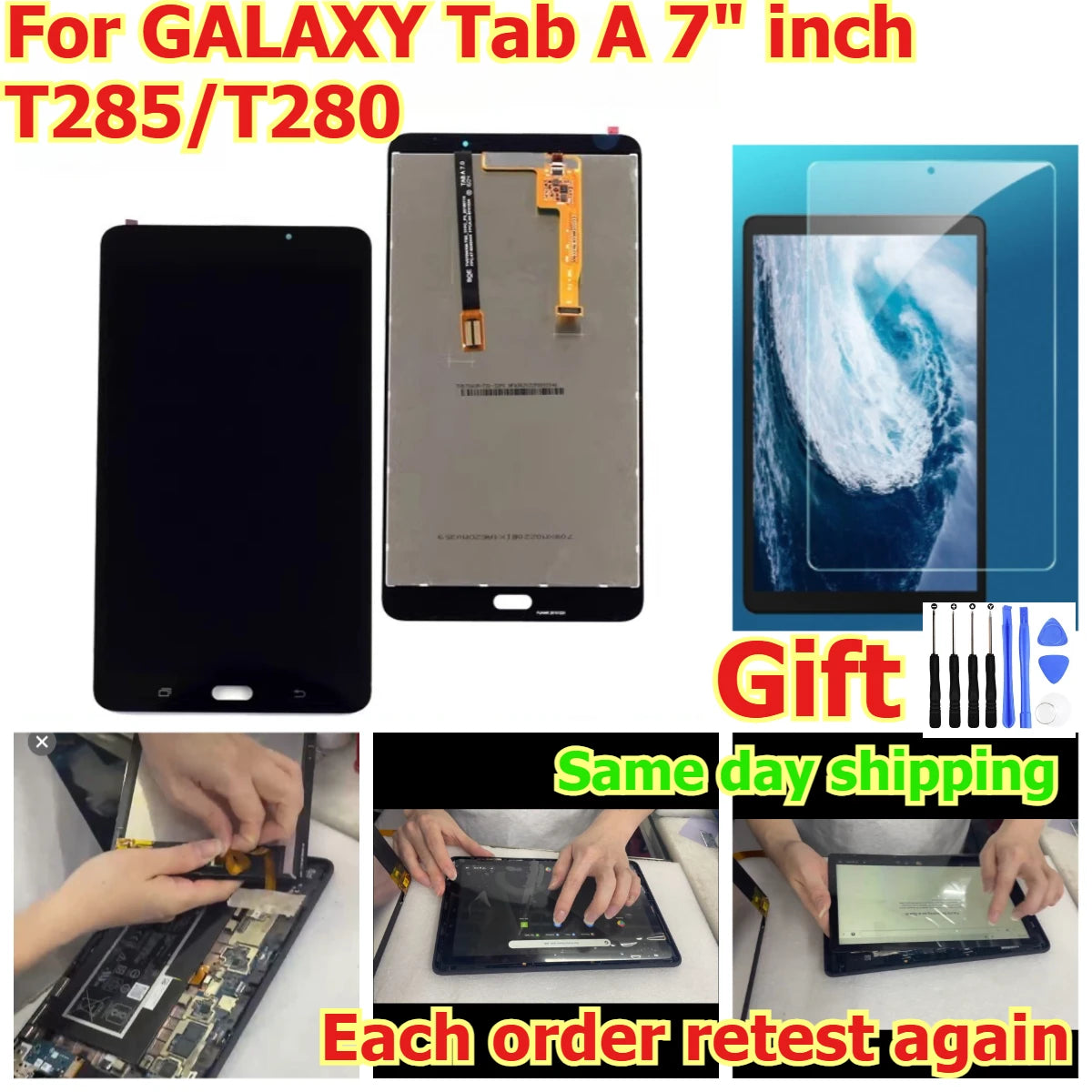 100% tested Tab touch lcd display screen panel for Samsung GALAXY Tab A 7" inch T285/T280 digitizer glass assembly Samsung tablet repair parts