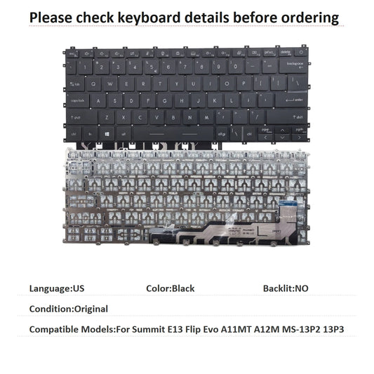 New US Language  Keyboard For MSI Summit E13 Flip Evo A11MT A12M MS-13P2 13P3 Notebook PC Replacement Keyboard MSI laptop repair parts