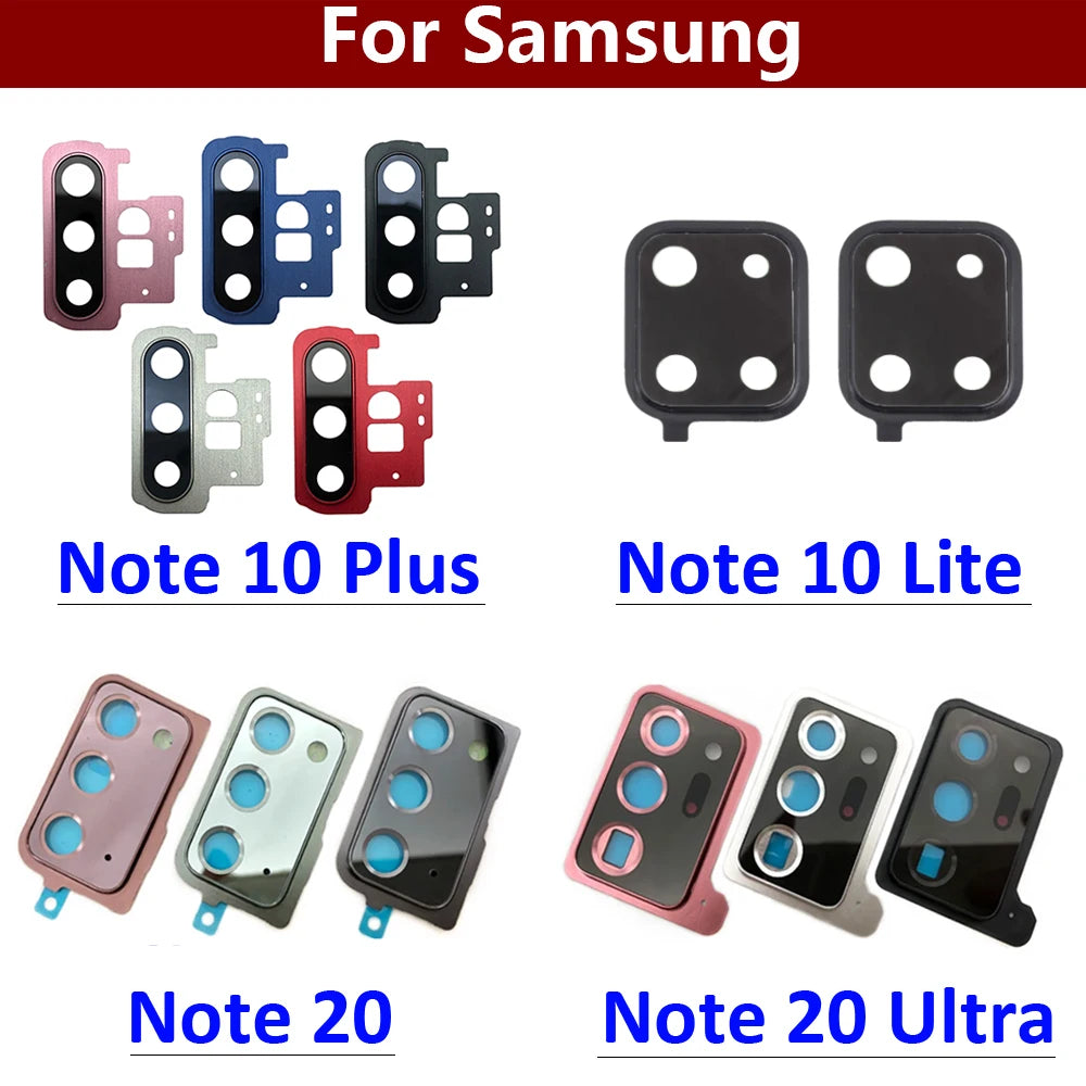 10Pcs, Back Rear Camera Glass Lens Circle Cover For Samsung Note 20 / Note 20 Ultra / Note 10 Plus / Note 10 Lite Adhensive Samsung phone repair parts