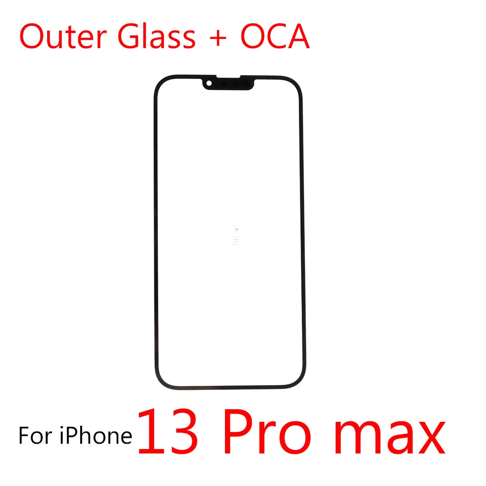 1pcs For iPhone 16 16Pro 15 15pro 14pro 13pro 13 12 Pro max OLED/LCD Front Outer Touch Screen OCA Glass Repalcement iPhone phone repair parts