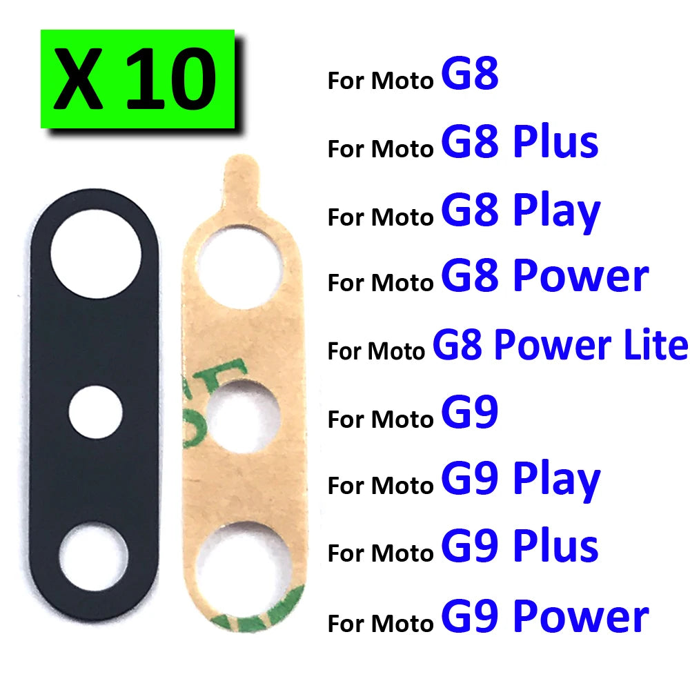 10Pcs/Lot,  Camera Glass For Motorola Moto G8 G9 Plus Play Power Lite Rear Back Camera glass Lens With Glue Adhesive Motorola phone repair parts