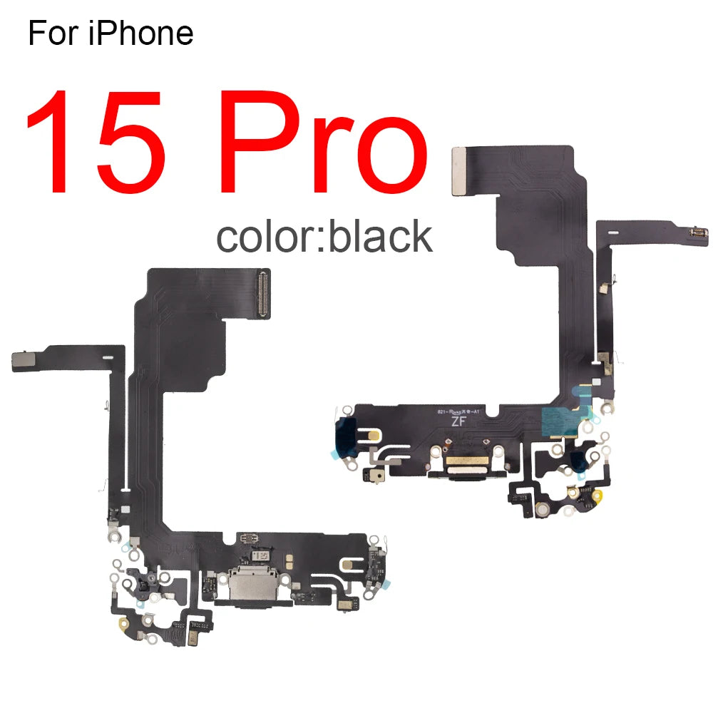 1Pcs Charging Port Flex Cable for iPhone 15 Pro Max 13 14 Plus 12 mini USB Charger Dock Connector With Microphone Ribbon Repair iPhone phone repair parts