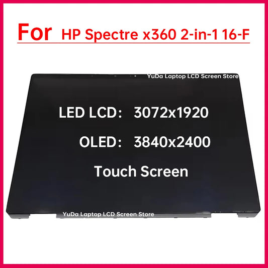 16 Inch Laptop LCD Touch Screen For HP Spectre x360 2-in-1 16-f Display Digitizer + With Frame Assembly Replacement HP laptop repair parts