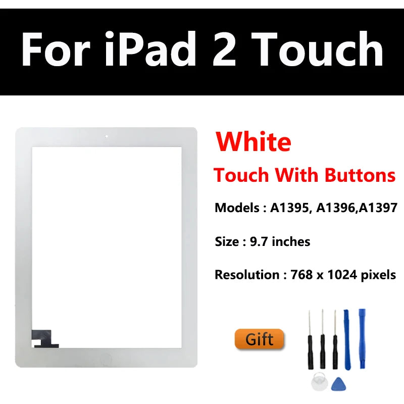 New Touch Screen For Apple iPad 2 IPad3 IPad4 A1416 A1430 A1403 A1458 A1459 LCD Outer Digitizer Sensor Glass Panel Replacement  iPad repair parts