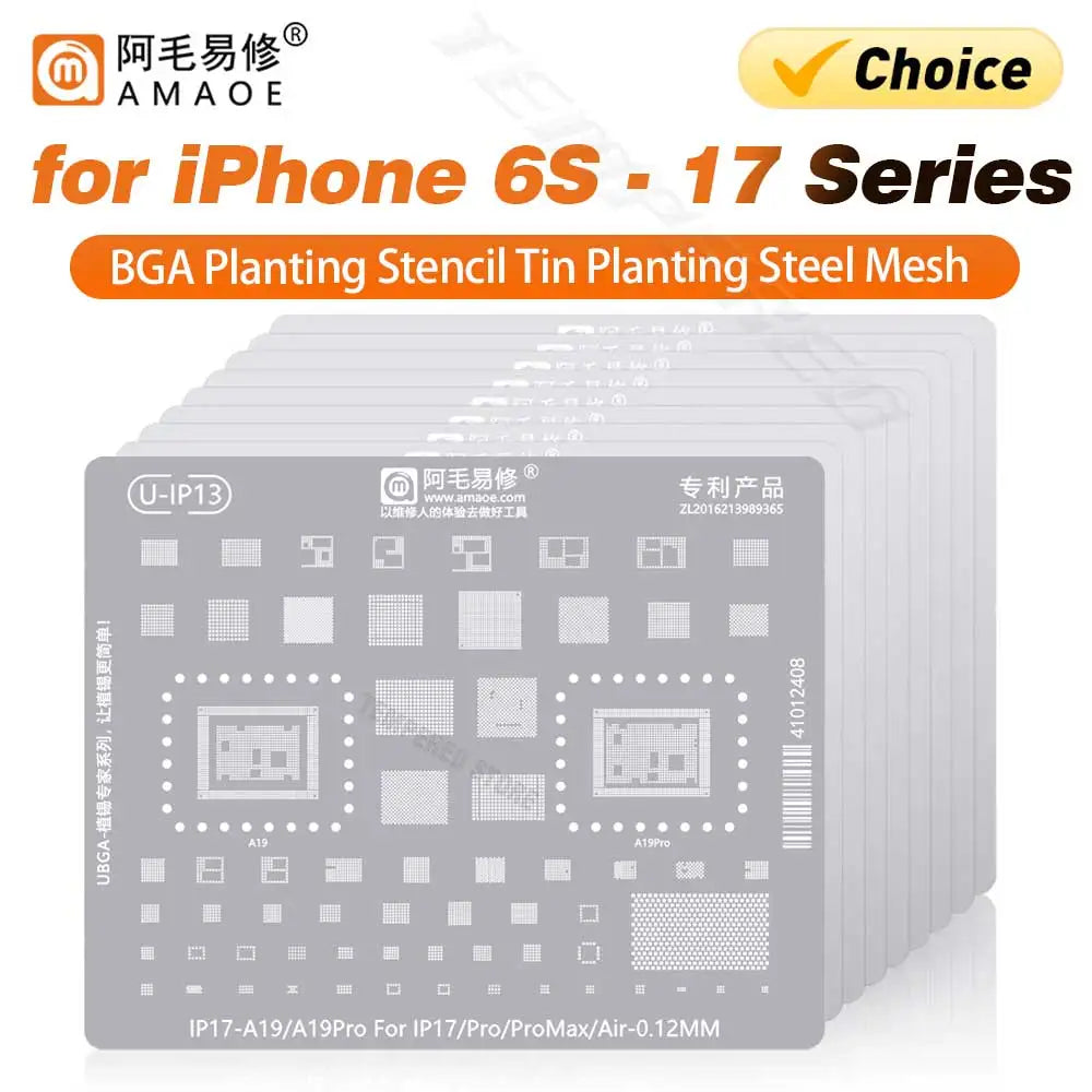 QIANLI MEGA-IDEA Black BGA Reballing Stencil Multifunction Universal Net for iPhone 6-17 Pro Max Planting Tin Steel Mesh Tools Professional Repair Tools