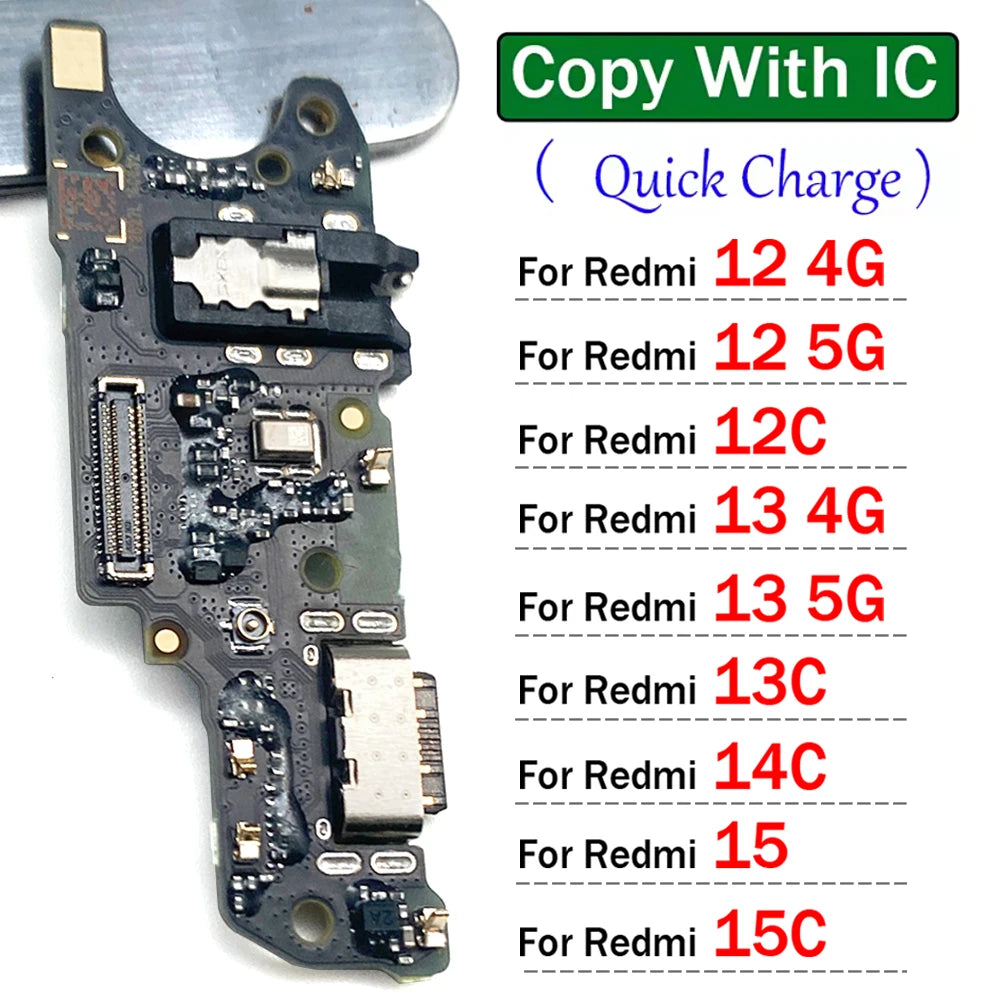 New For Xiaomi Redmi 12 12C 13 13C 14C 15 15C 4G 5G Dock Connector Micro USB Charger Charging Port Flex Cable Microphone Board Xiaomi  Xiao mi phone repair parts