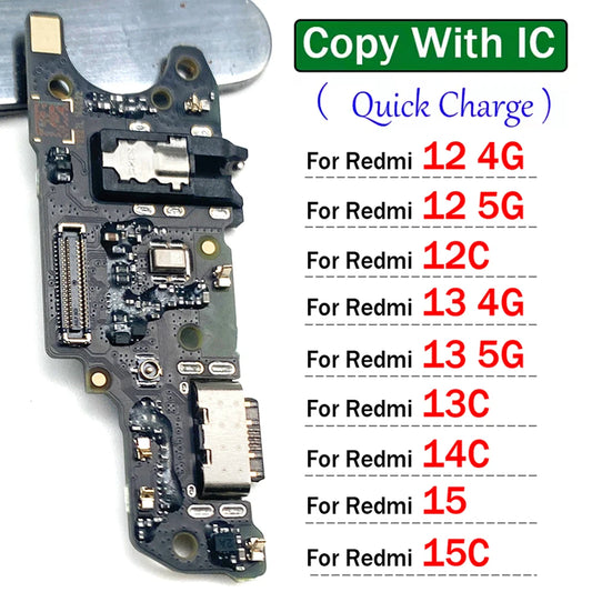 New For Xiaomi Redmi 12 12C 13 13C 14C 15 15C 4G 5G Dock Connector Micro USB Charger Charging Port Flex Cable Microphone Board Xiaomi  Xiao mi phone repair parts
