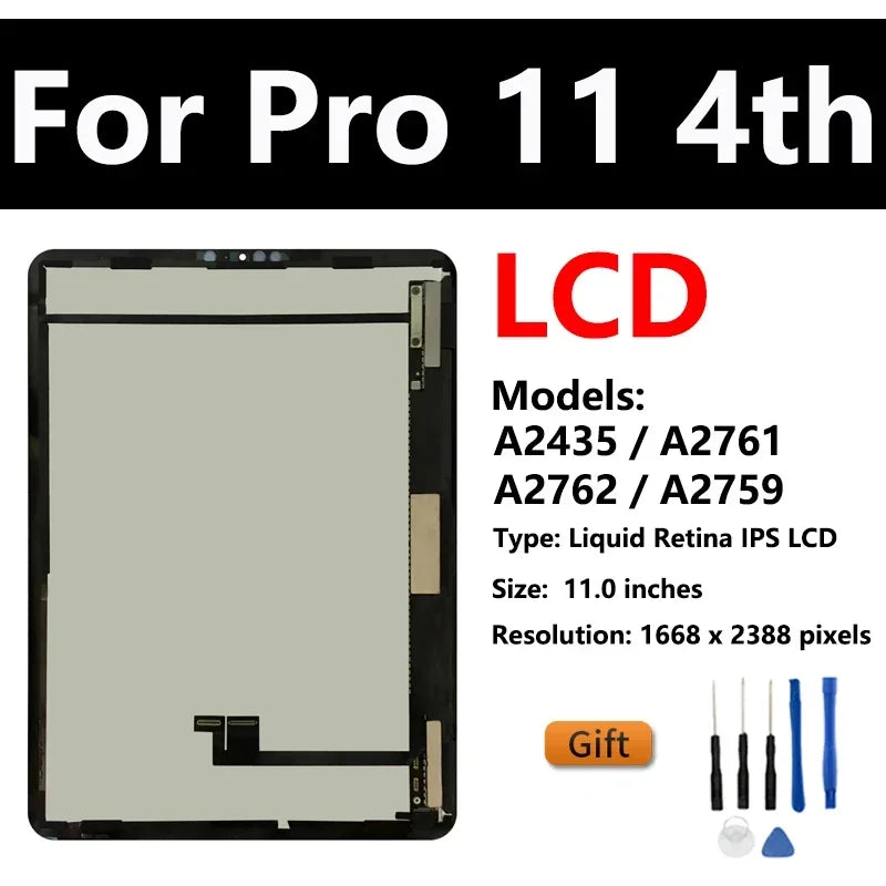OEM LCD For Apple iPad Pro 11 1st 2nd 3rd 4th 2018 2020 2021 A2013 A2068 A2460 A2435 Touch Screen Display Assembly Replacement  iPad repair parts