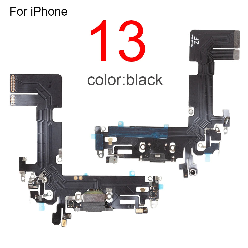 1Pcs Charging Port Flex Cable for iPhone 15 Pro Max 13 14 Plus 12 mini USB Charger Dock Connector With Microphone Ribbon Repair iPhone phone repair parts
